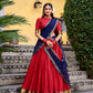 Lorenvalley Fashion Red Poly Cotton Zari Weaving Work Lehenga Choli with Dupatta - Swadesiicart