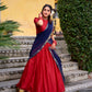 Lorenvalley Fashion Red Poly Cotton Zari Weaving Work Lehenga Choli with Dupatta - Swadesiicart