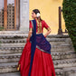 Lorenvalley Fashion Red Poly Cotton Zari Weaving Work Lehenga Choli with Dupatta - Swadesiicart