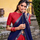 Lorenvalley Fashion Red Poly Cotton Zari Weaving Work Lehenga Choli with Dupatta - Swadesiicart