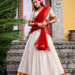 Lorenvalley Fashion White Poly Cotton Zari Weaving Work Lehenga Choli with Dupatta - Swadesiicart