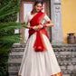 Lorenvalley Fashion White Poly Cotton Zari Weaving Work Lehenga Choli with Dupatta - Swadesiicart