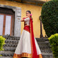 Lorenvalley Fashion White Poly Cotton Zari Weaving Work Lehenga Choli with Dupatta - Swadesiicart