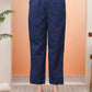 Vaasva Women Royal Blue Cotton Flax Solid Straight Pants | Swadesiicart