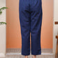 Vaasva Women Royal Blue Cotton Flax Solid Straight Pants | Swadesiicart