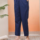 Vaasva Women Royal Blue Cotton Flax Solid Straight Pants | Swadesiicart