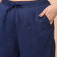 Vaasva Women Royal Blue Cotton Flax Solid Straight Pants | Swadesiicart