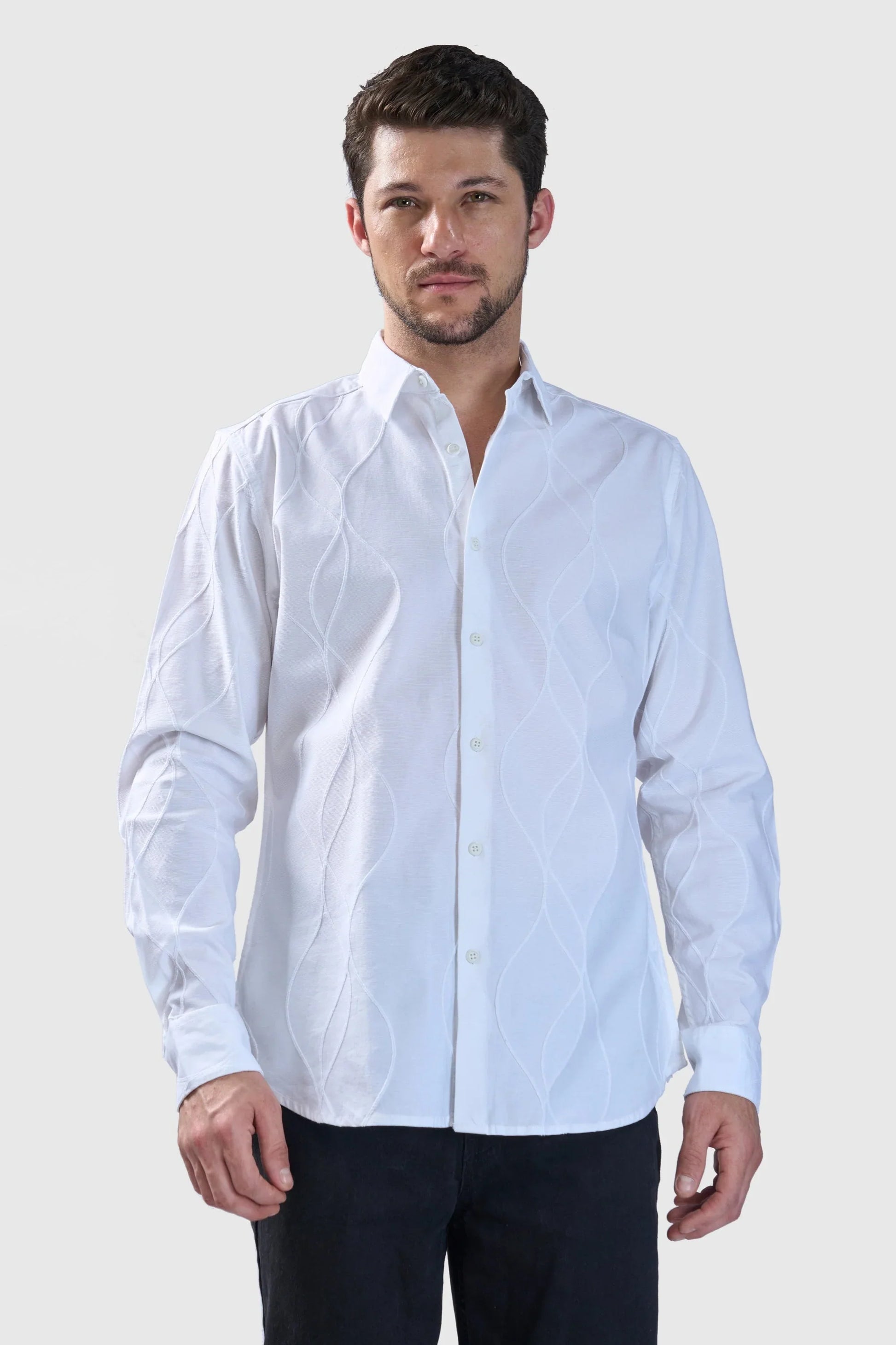 Xkind White Embroidery Full Sleeve Shirt | Swadesiicart