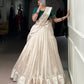 Lorenvalley Fashion White Poly Tasar Viscose Border Lehenga Choli with Dupatta | Swadesiicart