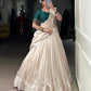 Lorenvalley Fashion White Poly Tasar Viscose Border Lehenga Choli with Dupatta | Swadesiicart
