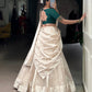 Lorenvalley Fashion White Poly Tasar Viscose Border Lehenga Choli with Dupatta | Swadesiicart