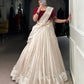 Lorenvalley Fashion White Poly Tasar Viscose Border Lehenga Choli with Dupatta | Swadesiicart