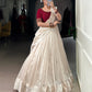 Lorenvalley Fashion White Poly Tasar Viscose Border Lehenga Choli with Dupatta | Swadesiicart