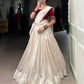Lorenvalley Fashion White Poly Tasar Viscose Border Lehenga Choli with Dupatta | Swadesiicart
