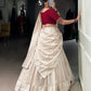 Lorenvalley Fashion White Poly Tasar Viscose Border Lehenga Choli with Dupatta | Swadesiicart