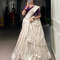 Lorenvalley Fashion White Poly Tasar Viscose Border Lehenga Choli with Dupatta | Swadesiicart