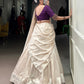 Lorenvalley Fashion White Poly Tasar Viscose Border Lehenga Choli with Dupatta | Swadesiicart