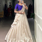 Lorenvalley Fashion White Poly Tasar Viscose Border Lehenga Choli with Dupatta | Swadesiicart
