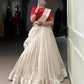 Lorenvalley Fashion White Poly Tasar Viscose Border Lehenga Choli with Dupatta | Swadesiicart