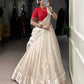 Lorenvalley Fashion White Poly Tasar Viscose Border Lehenga Choli with Dupatta | Swadesiicart