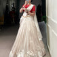 Lorenvalley Fashion White Poly Tasar Viscose Border Lehenga Choli with Dupatta | Swadesiicart