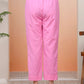 Vaasva Women Pink Cotton Flax Solid Straight Pants | Swadesiicart