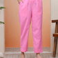 Vaasva Women Pink Cotton Flax Solid Straight Pants | Swadesiicart
