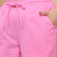 Vaasva Women Pink Cotton Flax Solid Straight Pants | Swadesiicart