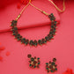 Tehzeeb Creations Green & Maroon Colour Gold Pleated Stone Studded Necklace With Earrings - Swadesiicart