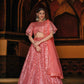 Anaita Peach Net Lehenga Choli With Embroidery & Sequence Work