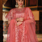 Anaita Peach Net Lehenga Choli With Embroidery & Sequence Work