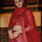 Anaita Red Net Lehenga Choli With Embroidery & Sequence Work