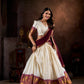 Lorenvalley White Poly Cotton Chex With Zari Weaving Work Lehenga Choli with Dupatta | Swadesiicart