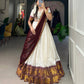 Lorenvalley White Poly Cotton Chex With Zari Weaving Work Lehenga Choli with Dupatta | Swadesiicart