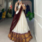 Lorenvalley White Poly Cotton Chex With Zari Weaving Work Lehenga Choli with Dupatta | Swadesiicart