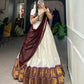 Lorenvalley White Poly Cotton Chex With Zari Weaving Work Lehenga Choli with Dupatta | Swadesiicart