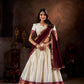 Lorenvalley White Poly Cotton Chex With Zari Weaving Work Lehenga Choli with Dupatta | Swadesiicart