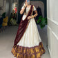 Lorenvalley White Poly Cotton Chex With Zari Weaving Work Lehenga Choli with Dupatta | Swadesiicart