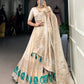 Lorenvalley Off White Pure Shimmer With Weaving Work with Mirror And Beads (Moti) Hand Work Lehenga Choli | Swadesiicart