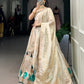Lorenvalley Off White Pure Shimmer With Weaving Work with Mirror And Beads (Moti) Hand Work Lehenga Choli | Swadesiicart