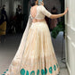 Lorenvalley Off White Pure Shimmer With Weaving Work with Mirror And Beads (Moti) Hand Work Lehenga Choli | Swadesiicart
