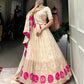 Lorenvalley Off White Pure Shimmer With Weaving Work with Mirror And Beads (Moti) Hand Work Lehenga Choli | Swadesiicart