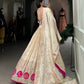 Lorenvalley Off White Pure Shimmer With Weaving Work with Mirror And Beads (Moti) Hand Work Lehenga Choli | Swadesiicart