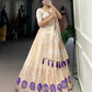 Lorenvalley Off White Pure Shimmer With Weaving Work with Mirror And Beads (Moti) Hand Work Lehenga Choli | Swadesiicart
