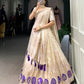 Lorenvalley Off White Pure Shimmer With Weaving Work with Mirror And Beads (Moti) Hand Work Lehenga Choli | Swadesiicart