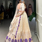 Lorenvalley Off White Pure Shimmer With Weaving Work with Mirror And Beads (Moti) Hand Work Lehenga Choli | Swadesiicart