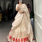 Lorenvalley Off White Pure Shimmer With Weaving Work with Mirror And Beads (Moti) Hand Work Lehenga Choli | Swadesiicart