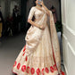 Lorenvalley Off White Pure Shimmer With Weaving Work with Mirror And Beads (Moti) Hand Work Lehenga Choli | Swadesiicart