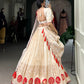 Lorenvalley Off White Pure Shimmer With Weaving Work with Mirror And Beads (Moti) Hand Work Lehenga Choli | Swadesiicart