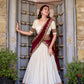 Lorenvalley Off White Vichitra Silk Zari Weaving Work Lace Border Belt with Sequins Lace Touch Up Lehenga Choli with Dupatta | Swadesiicart